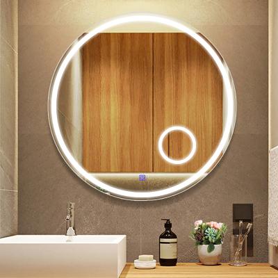 China 100X100cm Magnifying Wall Mounted Round Led Light Vanity Bathroom Mirror For Bath Room for sale