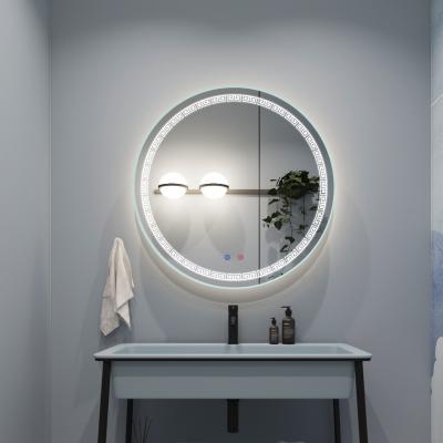 China Magnifying Wall Mounted Round Led Lighted Smart Bathroom Touch Screen Mirror For Bathroom Using Mirror for sale