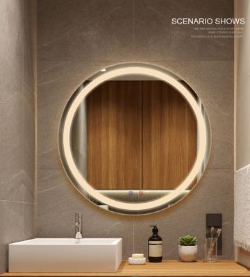 China Magnifying Round Wall Hung Bath Room Illuminated Fog Less Led Sensor Mirror For Bathroom for sale