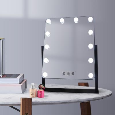 China Lighted Private Label Touch Screen Free Standing Portable Vanity Led To Make Up Mirror for sale