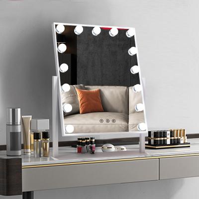 China Metal frame vanity table position touch screen spiegel espejo de hollywood led lighted vanity makeup mirror with touch screen for sale