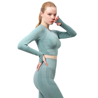 China Style Breathable Border Hot Yoga Wear Women's Fitness Tops Women's Sports Yoga Long Sleeve Pants Suit for sale