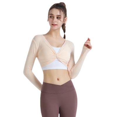 China Autumn Breathable New Product Tops Fashion Long Sleeve Chest Cross Solid Color Sports Fitness Suit for sale