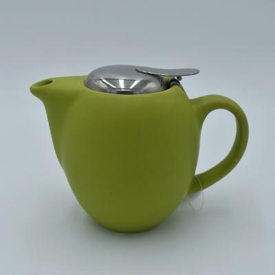 China Luster Matte Green Teapot Sustainable Wholesale Ceramic Classic Colorful Teapot Mini Teapot With Filter for sale