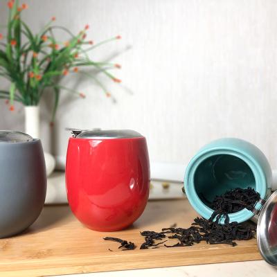 China 2022 new design viable red color coffee sugar container set candy jar porcelain ceramic sugar bowl with lid for sale