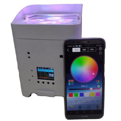 China Hotel DMX512 4*18W 6 IN 1 PAIR Battery WiFi APP Stage Light Wireless DJ LED Uplight for sale