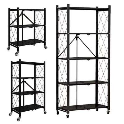 China Simple and elegant multifunctional metal storag stocked shelf with wheel for sale