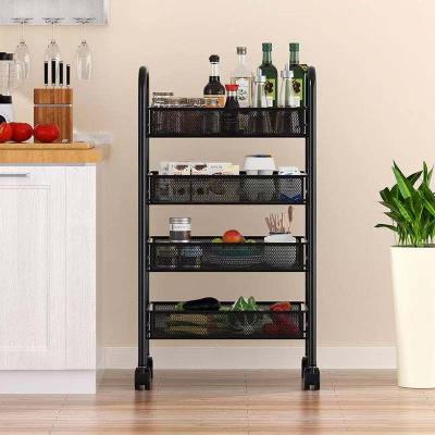 China Simple and stylish convenient and multifunctional home stored metal storag shelf with wheel for sale