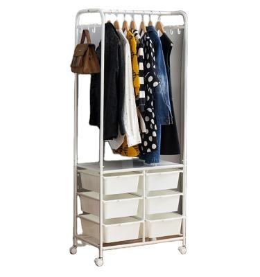 China New Style 65*37*160cm White Metal Bedroom Storage Cabinet Dresser Coat Rack For Indoor for sale