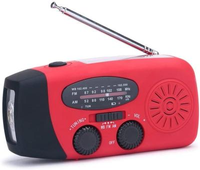 China PORTABLE Self-Powered Solar Power Bank Solar Hand Crank Am/FM Weather Radio LED Flashlight Emergency Hand Crank Radio for sale