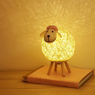 China Dropshipping Sheep LED Night Light Lampshade Modern Handwoven Moon Lamp Cute Animals Night Lamp Bedside Sleep Bedroom Decoration Lamp for sale