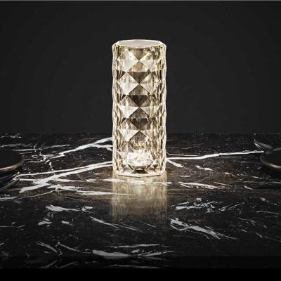 China Minimalist LED Crystal Table Lamp Luxury Home Decoration Masonry Design Bedroom Night Light Masonry Lighting for sale