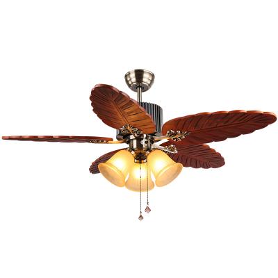 China Modern Home Restaurant 36/42/2 Inch 5 Blades Vintage Trend Fan Ceiling Chandelier Solid Wood Remote Control Led Lights 5 for sale