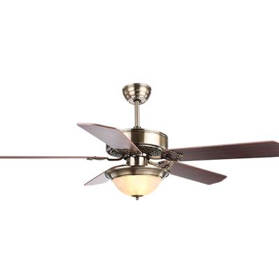 China China Modern Hot Sale Wooden Remote 5 Blades Hang 48 Inch Led Ceiling Fan Lamp 52 Inch With Lights for sale