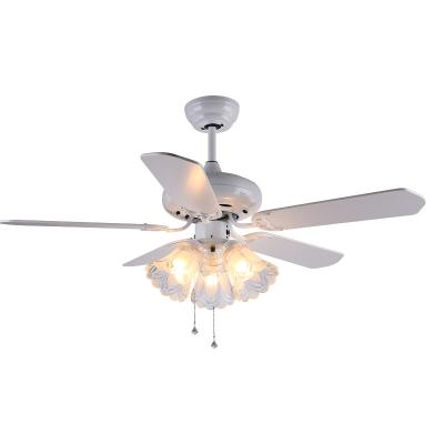 China Restoring Antique Fully Classic Indoor Luxury Light Five Wooden Blades Pull Chain Switch LED Ceiling Fans With Light for sale