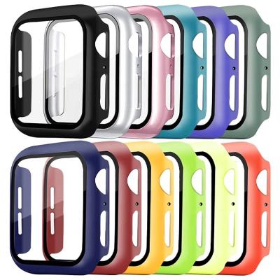 China Anti-scratch For Apple Watch 38 40 42 44 mm Liquid PC With Tempered Glass Protection Cover Case For iwatch Screen Film for sale