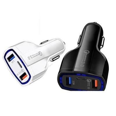 China UniversalÂ  QC 3.0 Car Charger Type C 35W 7A Fast Charger For iphone Dual USB Charger Quick Charging Plug 3 Ports Adapter Android for sale