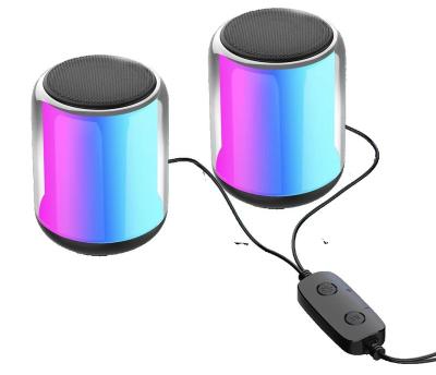 China Phone Function Mini Flashing Light BT 5.2 Stereo Radio RGB Sound Laptop Audio Amplifier Lamp Portable Desktop Colorful Speaker for sale