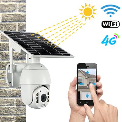 China Built-in Smart Wireless Street PTZ Video Surveillance Siren Outdoor Solar Light / 4g WiFi Solar Sensor Panels CCTV Network Camera for sale