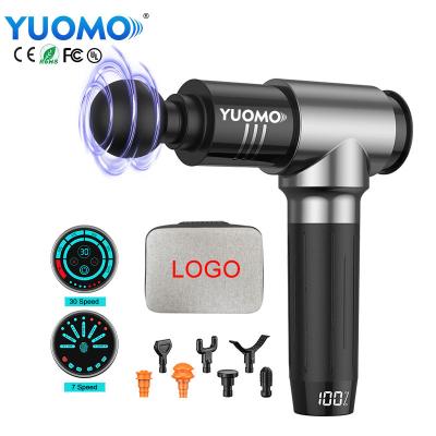 China YUOMO 2021 Vibration Full Body Electric Massager Deep Tissue Percussion Fascia OEM With LCD Screen Muscle Massage Gun for sale