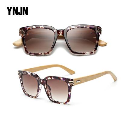 China Hot sale custom colors men women fashionable sunglasses YNJN uv400 6 logo adjust temple bamboo sunglasses for sale