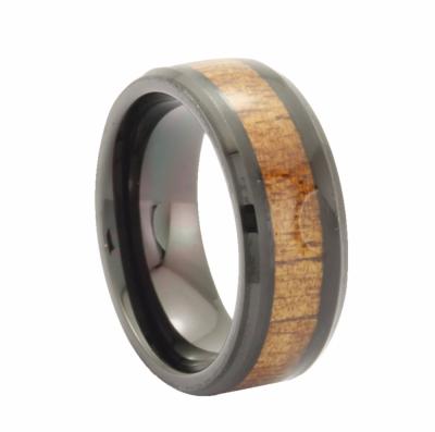 China Vintage Chengjewelers.Co., Ltd, fashion black ceramic jewelry rings natural koa wood for men for sale