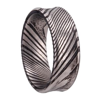 China Chengjewelers.Co. CLASSIC, Ltd.vogue Jewelry 8mm IP Black Damascus Men Rings With Concaved Finish for sale