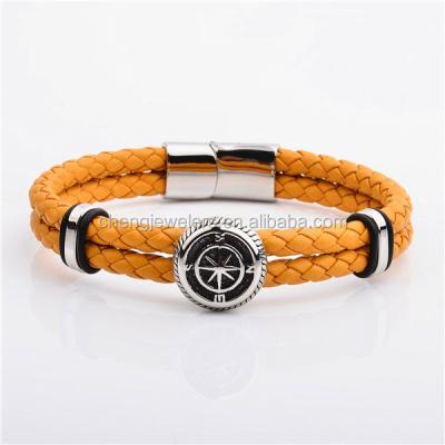 China Men's Woven Leather Bracelet Online Stainless Steel Fashion Bracelets for sale