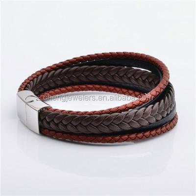 China Stylish Stainless Steel Bracelets Online Wrap Bracelets Men Leather Wristband for sale