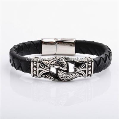 China Stainless Steel Mens Jewelry Gents Bangle Leather Bracelets For Men for sale