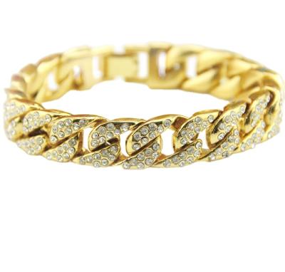 China Hot Selling Hiphop Stainless Steel 18K Gold Plated Cuban Link Bracelet Men for sale