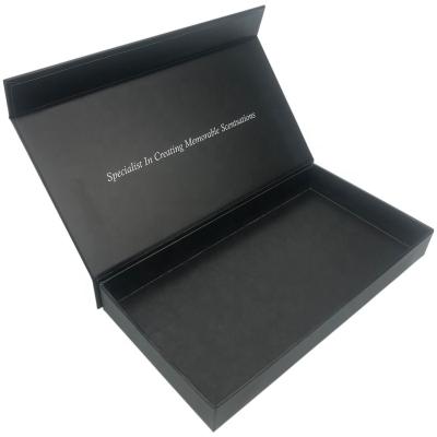 China Luxury Packaging Black Magnetic Lid Custom Printing Logo Paper Packaging Gift Box With UV Hot Stamping for sale