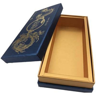 China Luxury Gold Logo Printing Blue Black Phone Case Hot Stamping Paper Packaging Gift Box for sale