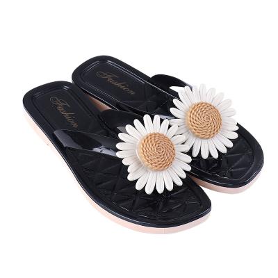 China Cushioning 2022 New Summer Flower Ladies Beach Flip Flops Slipper Summer Flat Ladies Slippers for sale