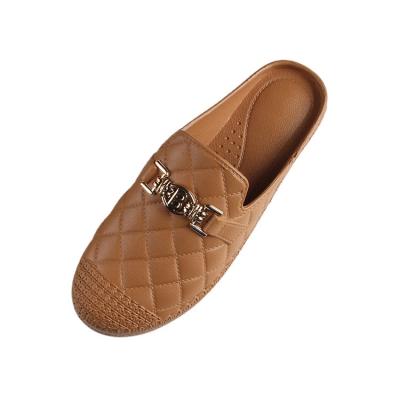 China Cushioning Summer In-Stock Shoes Round Toe Flat Bottom Comfortable Women Slippers Sandals for sale