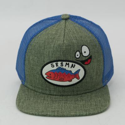 China Custom Logo Polyester Kids Straw Front Panel Hat Custom Baseball Kids Hat With Snap Back for sale