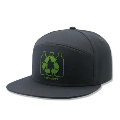 China COMMON 6 Panel High Quality Hat Custom Logo RPET Printing Adjustable Camper Hat With Recycle Fabric for sale