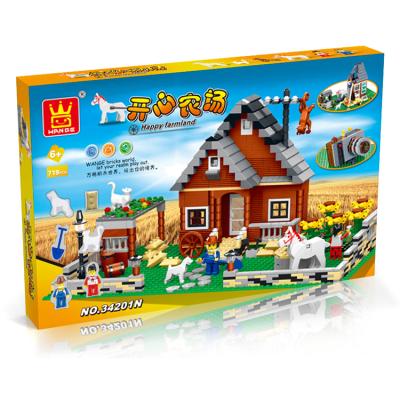 China Construction Toy WANGE Colored Farm Plastic Happy Enlightenment Building Block Toys For Sale for sale