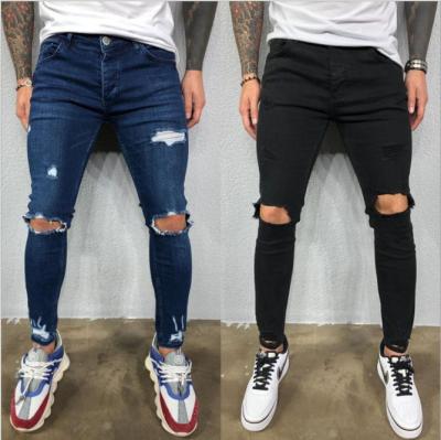 China 2020 European and American men's stretch fashion skinny ripped jeans new breathable for sale