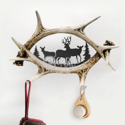 China Resin+metal Antler Design Decoration Wall Decor Hook For Bag Moose Silhouette Metal Wall Decor for sale