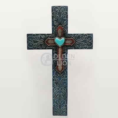 China Classic Europe Cross Resin Decoration Model Cross With Heart for sale