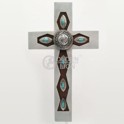 China Europe Resin Wall Decor Silver Cross Pattern Inlaid Crafts for sale