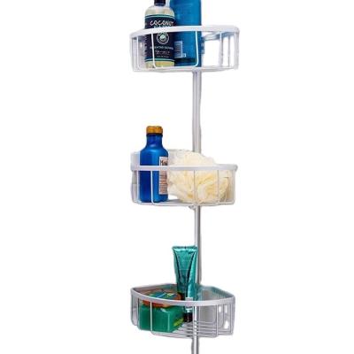 China Modern Organizer Rack, Tension Shower Caddy, 4 Tier Corner Shelf Matte Aluminum for sale