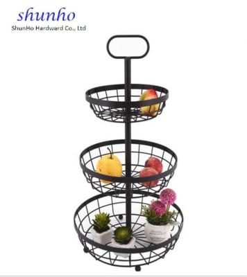 China BSCI viable creative mode, iron fruit basket, floor shelf, three layers for sale