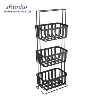 China Modern BSCI 3 Tier Wire Floor Cart - Black for sale