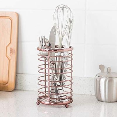 China BSCI GOLD KITCHEN UTENSIL RACK FLAT TABLEWARE ORGANIZER TROLLEY STORAGE BASKET Viable PINK ORZ - METAL WIRE for sale