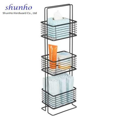 China Sustainable 3 Tier - Free Standing Wire Bathroom Storage Shelf for sale