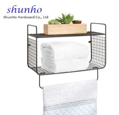 China Modern 2-Tier Wall Mount Bathroom Shelf, Towel Rack, Home Storage for sale