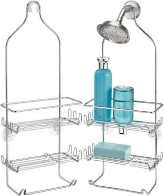 China BSCI Modern Hanging Metal Wire Shower Trolley, Baskets and Towel Racks for Shampoo, Conditioner, and Soap with Hooks for Razors, Towels for sale