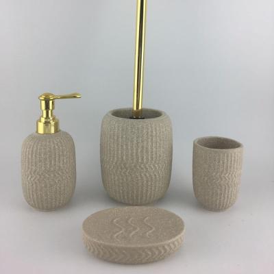 China BSCI B0566 Sustainable Ceramic Bathroom Accessories Set 4 Pieces, Soap Dispenser, Toilet Brush Holder, Tumbler, Soap Dish for sale